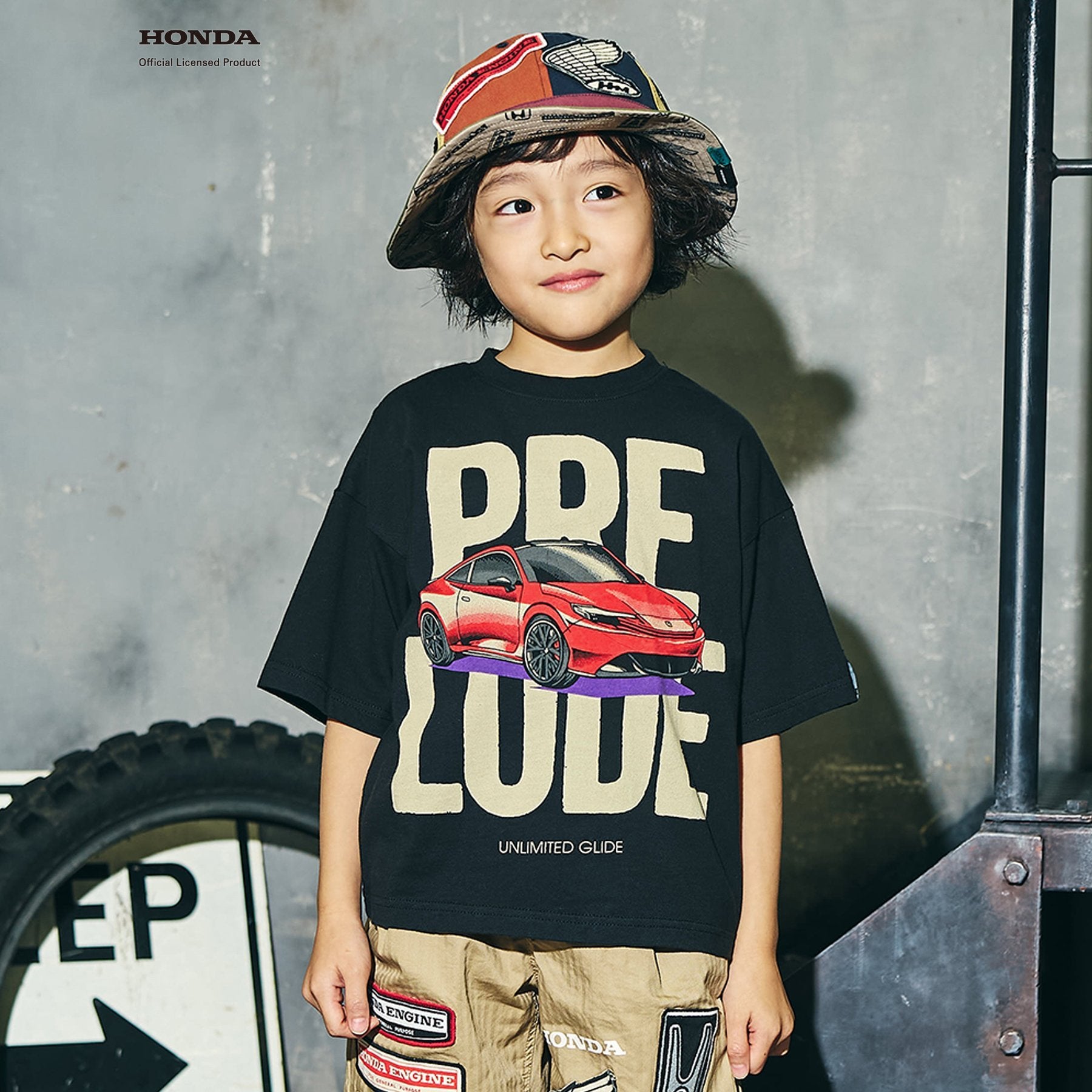 F.O.KIDS×Hondaコラボ_Tシャツ prelude(ブラック)