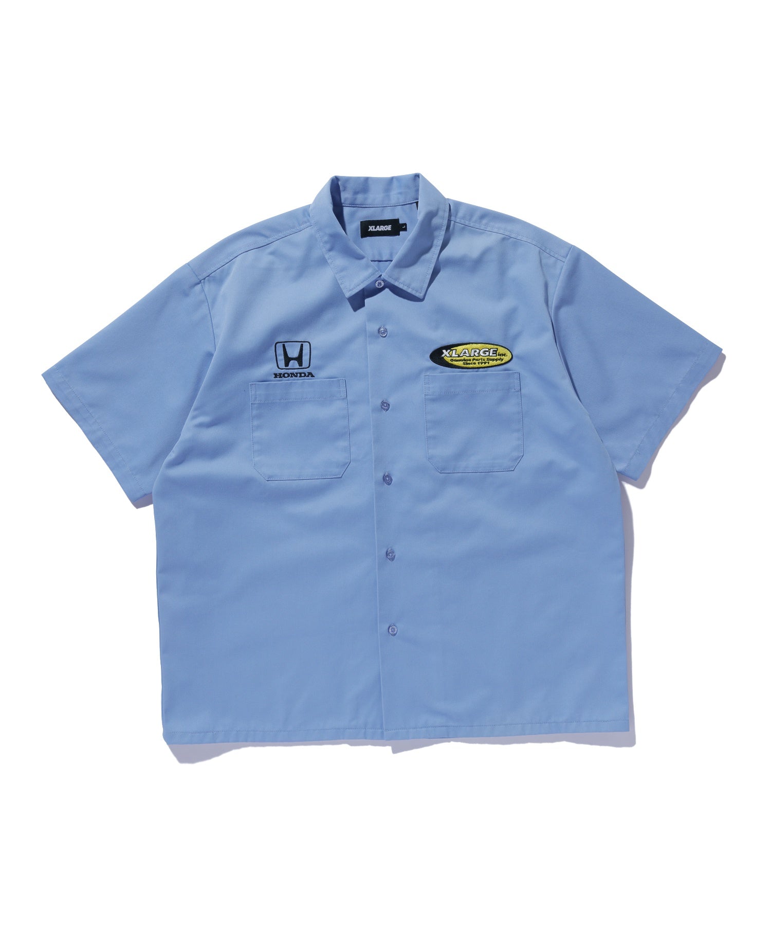 XLARGE×Honda SHOWOFF WORK-Shirt ベージュ/ライトブルー