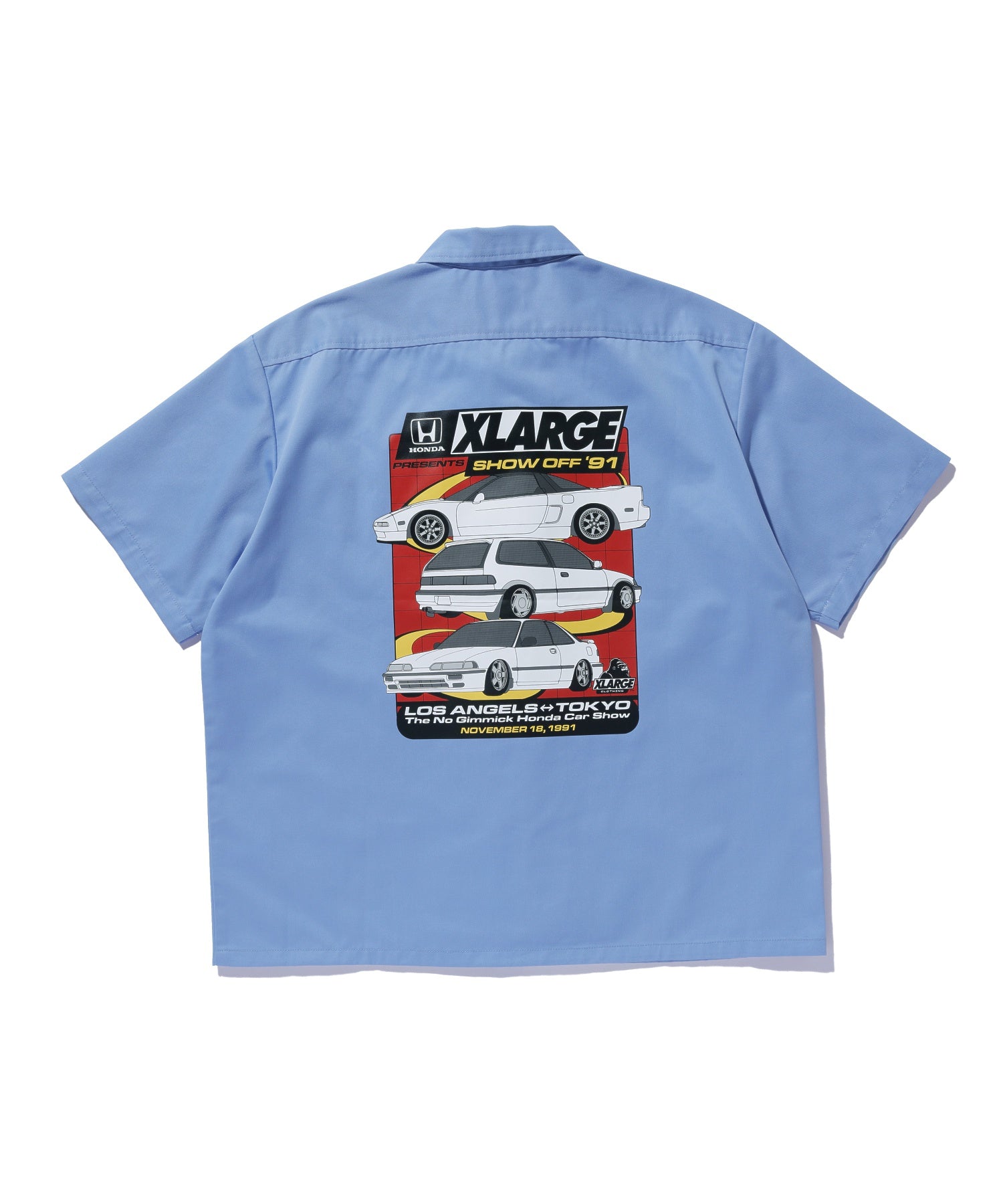 XLARGE×Honda SHOWOFF WORK-Shirt ベージュ/ライトブルー