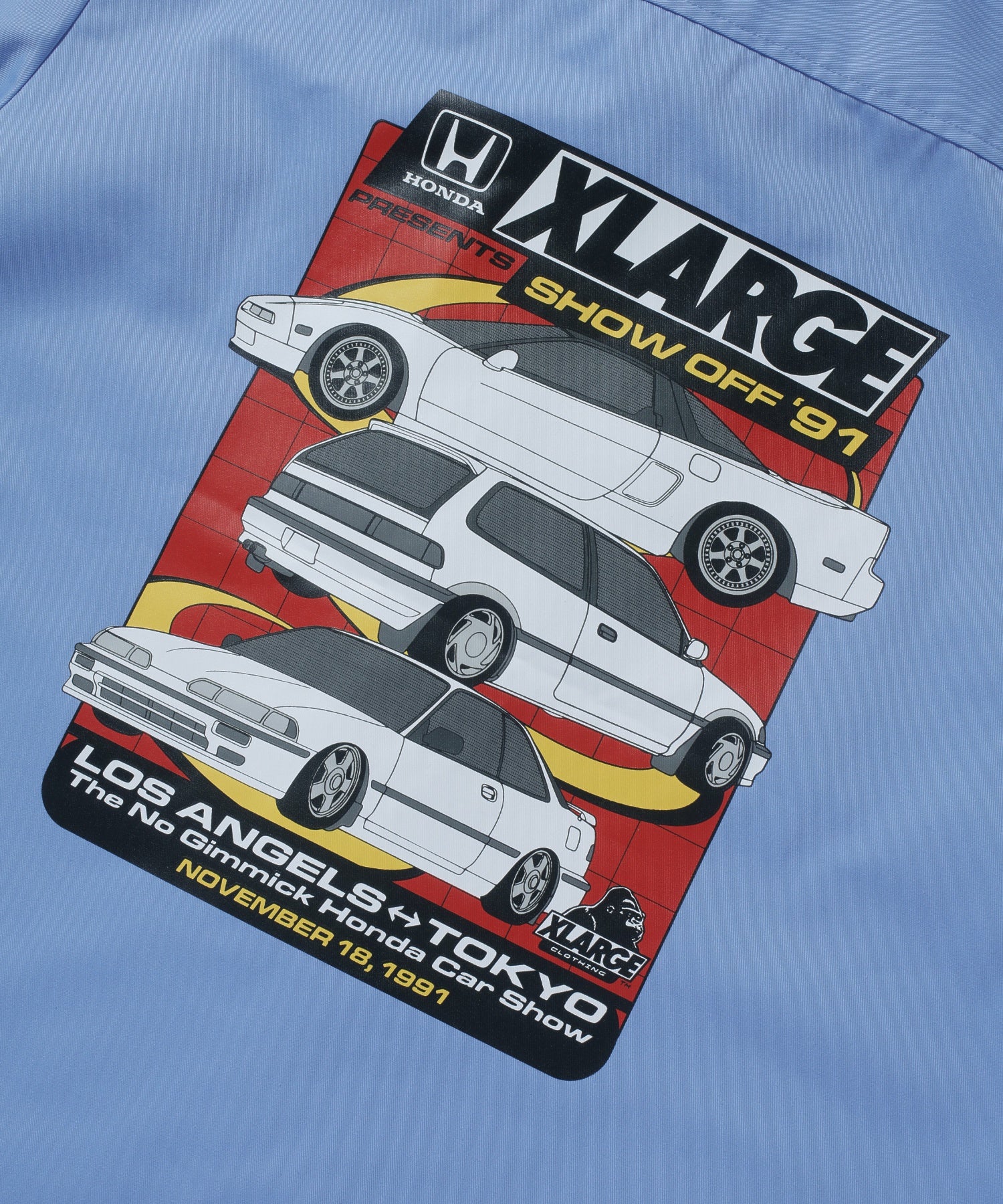 XLARGE×Honda SHOWOFF WORK-Shirt ベージュ/ライトブルー