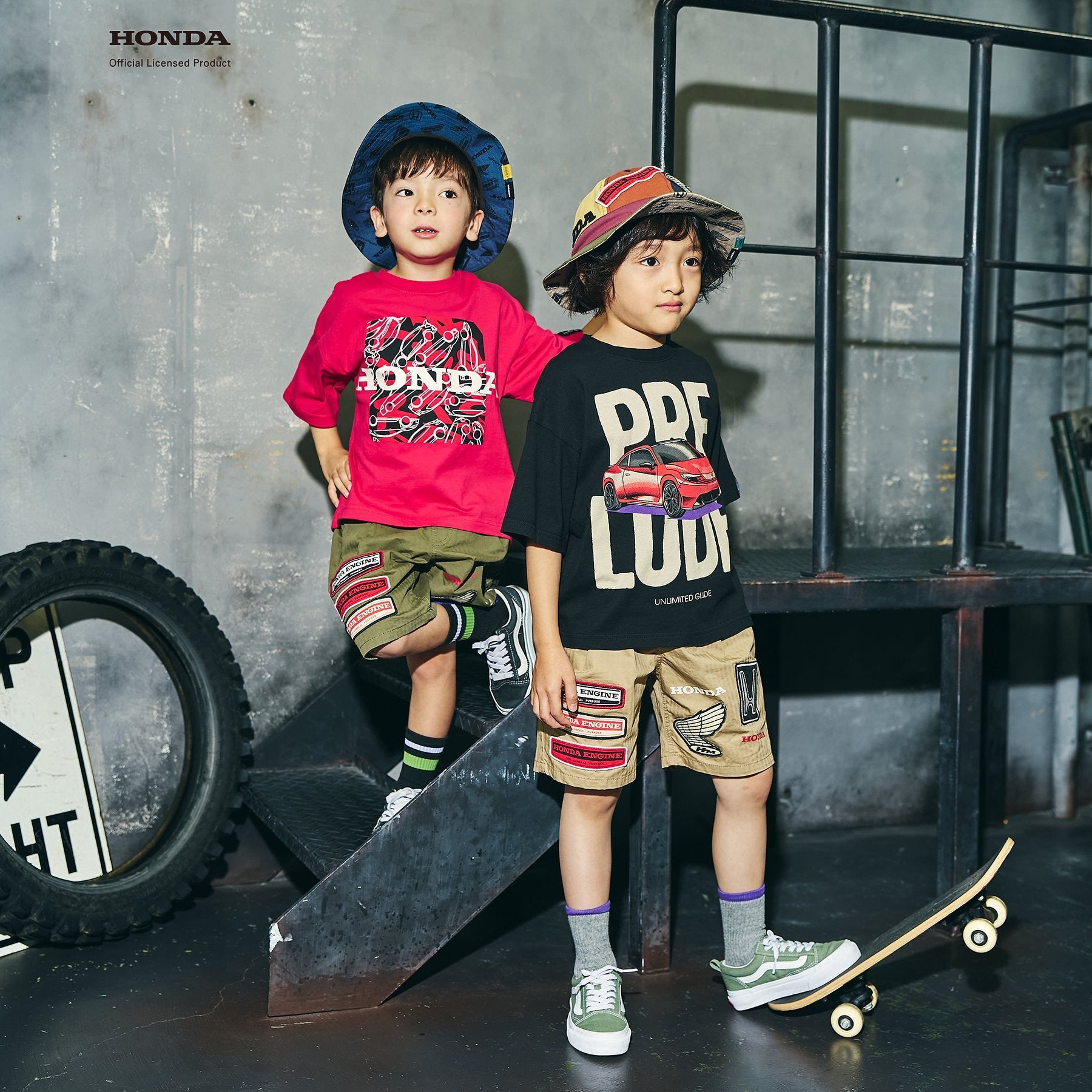 F.O.KIDS×Hondaコラボ_ワッペンアウトドアハット(レインボー)