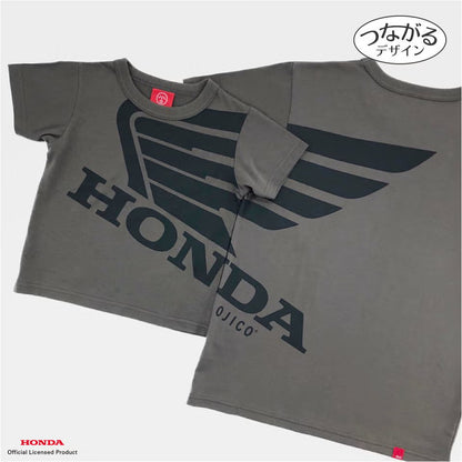 OJICO×Honda ウィングマーク Tシャツ キッズ (チャコールグレー)