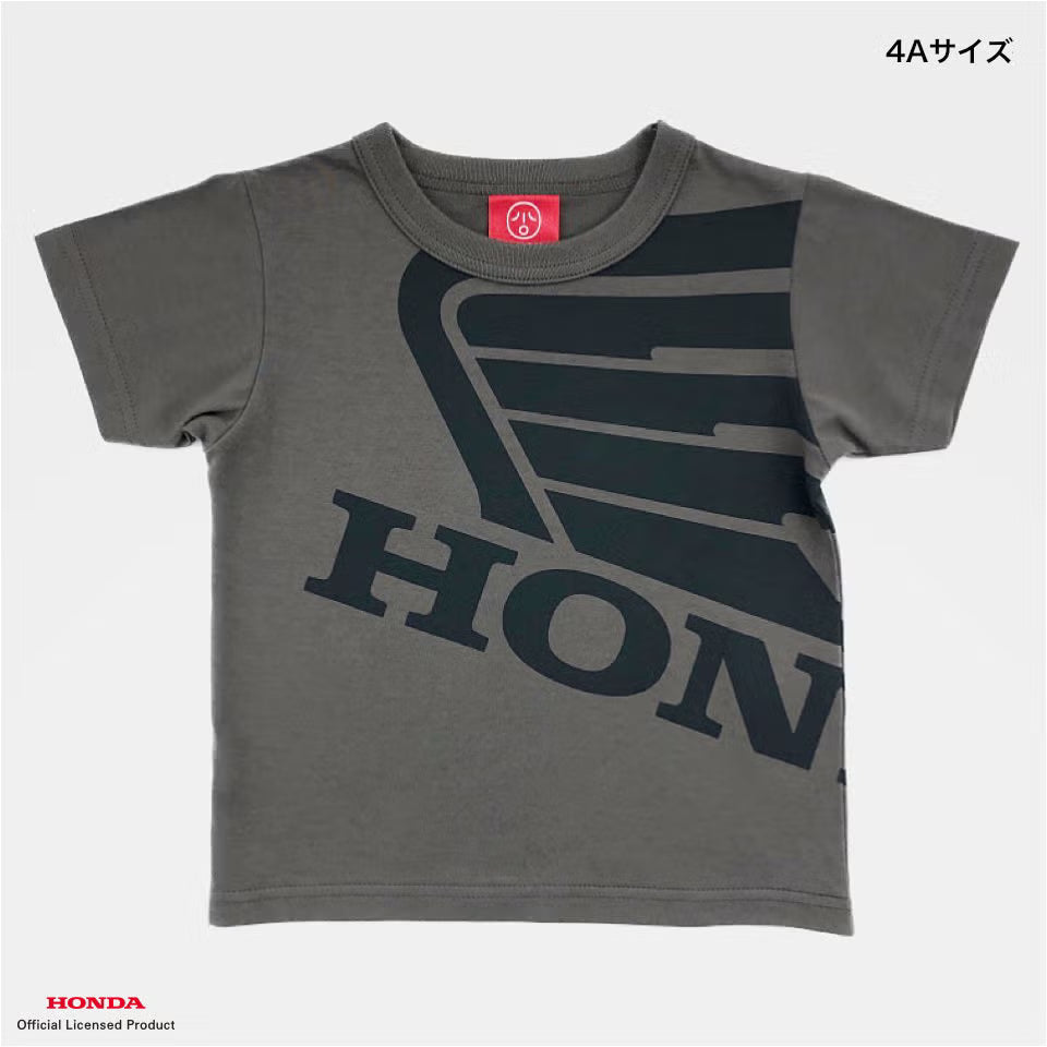 OJICO×Honda ウィングマーク Tシャツ キッズ (チャコールグレー)