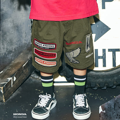 F.O.KIDS×Hondaコラボ_ワッペンハーフパンツ （カーキ）