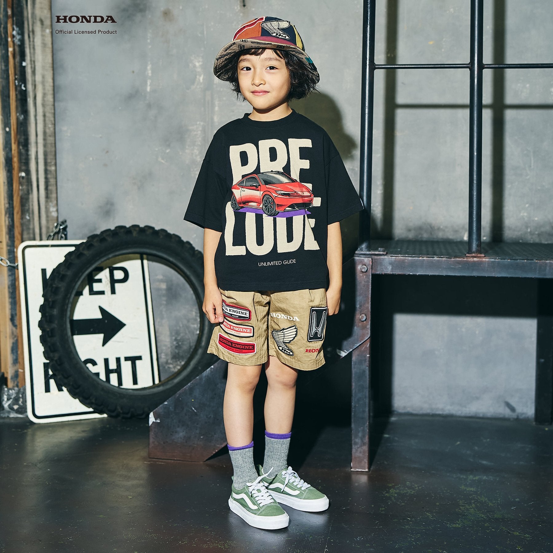 F.O.KIDS×Hondaコラボ_ワッペンアウトドアハット（レインボー